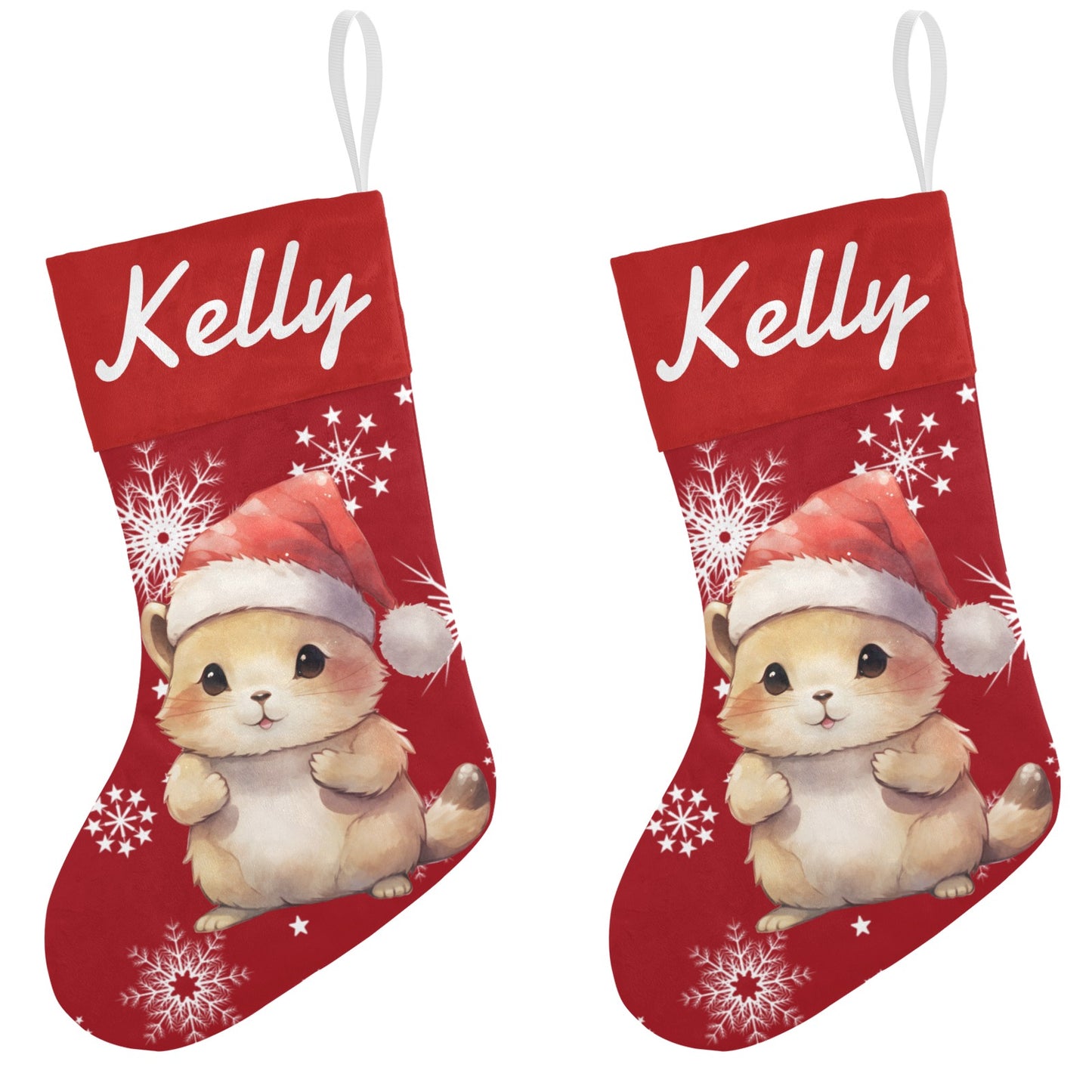 Red Hamster Christmas Stocking Custom Name Santa Socks Gift