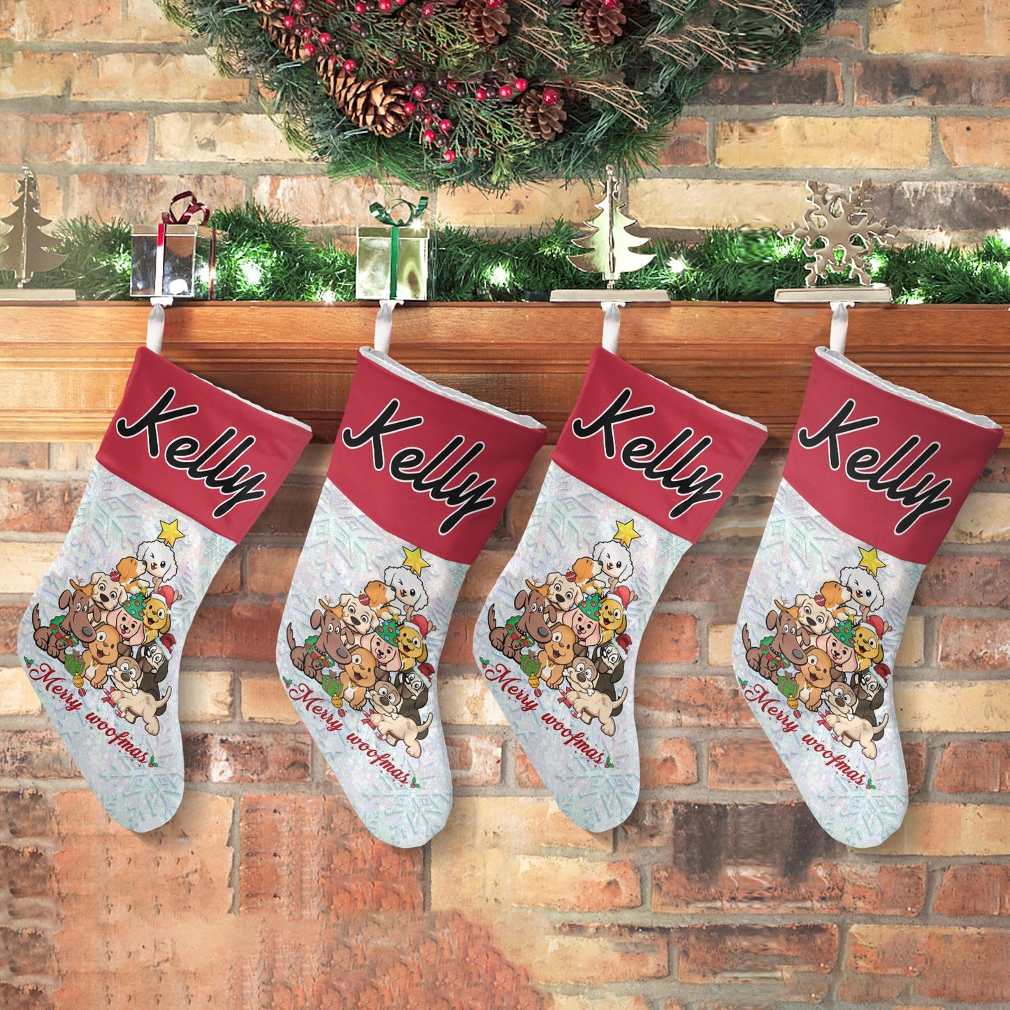 Dogs Christmas Stocking Custom Name Santa Socks Gift