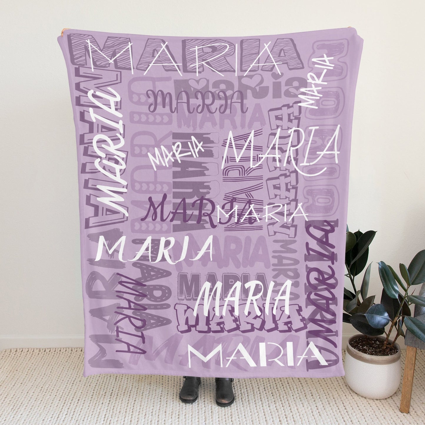 Purple Flannel Blanket Name Blanket Personalized Blanket for Adult Kids Flannel Customize Throw Blanket Custom