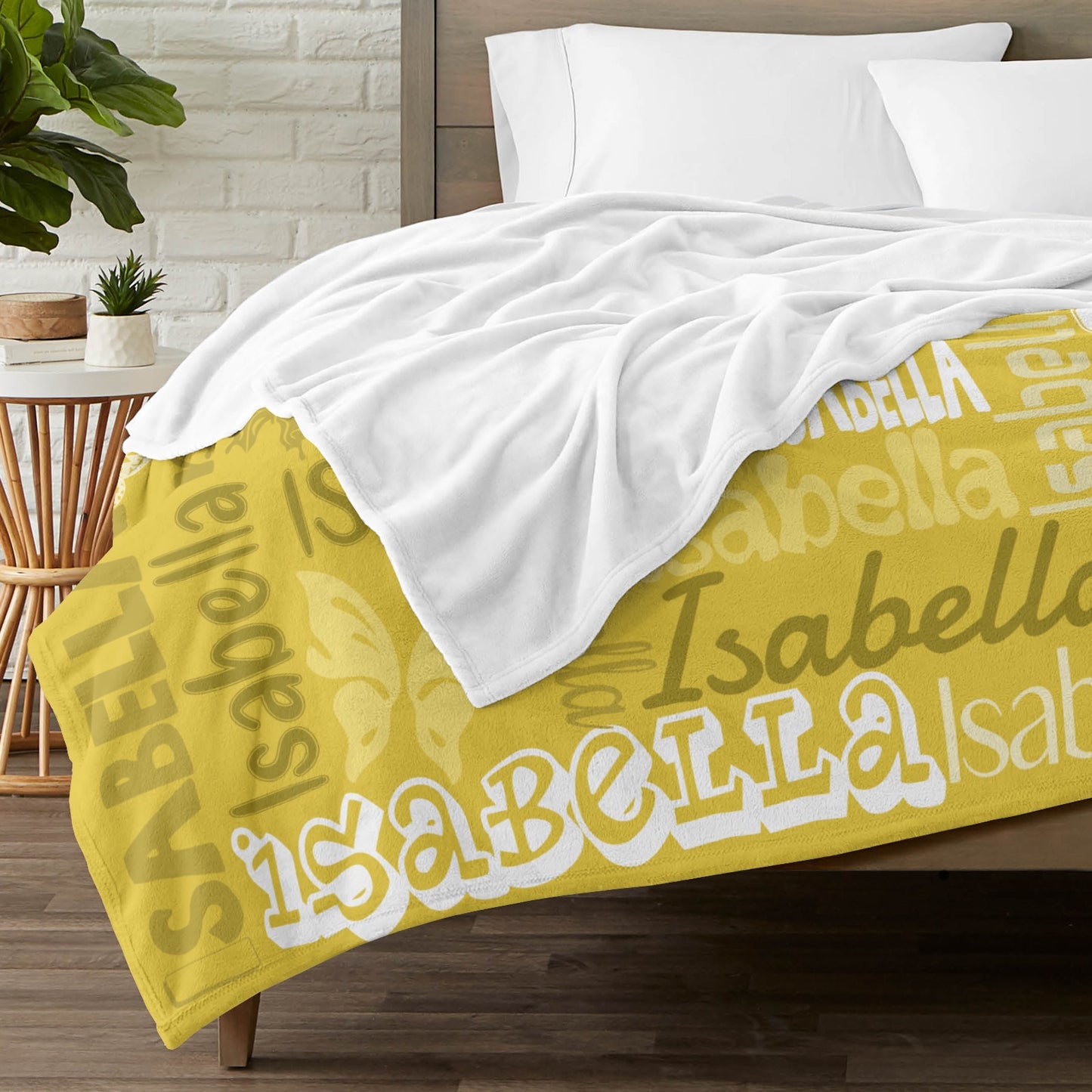 Yellow Flannel Blanket Name Blanket Personalized Blanket for Adult Kids Flannel Customize Throw Blanket Custom