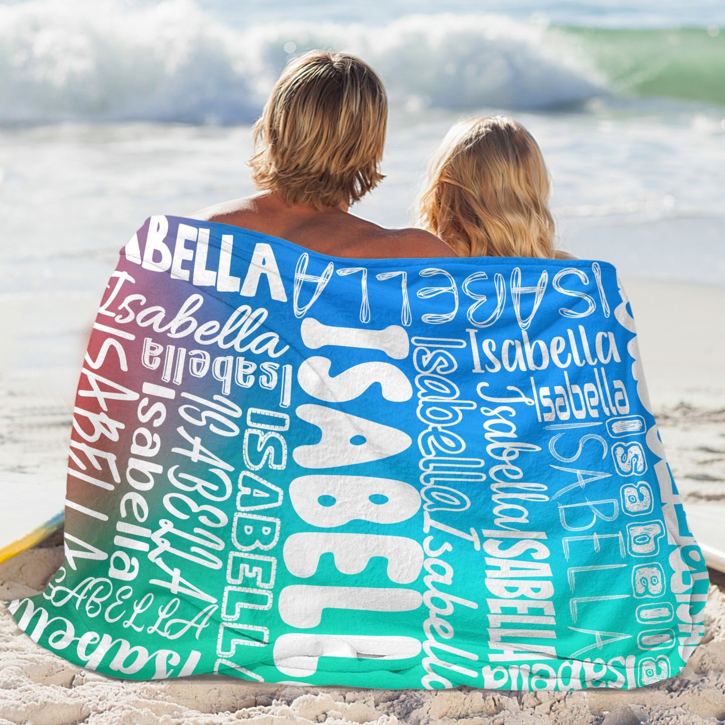 Three Color Gradient Flannel Blanket Name Blanket Personalized Blanket for Adult Kids Flannel Customize Throw Blanket Custom