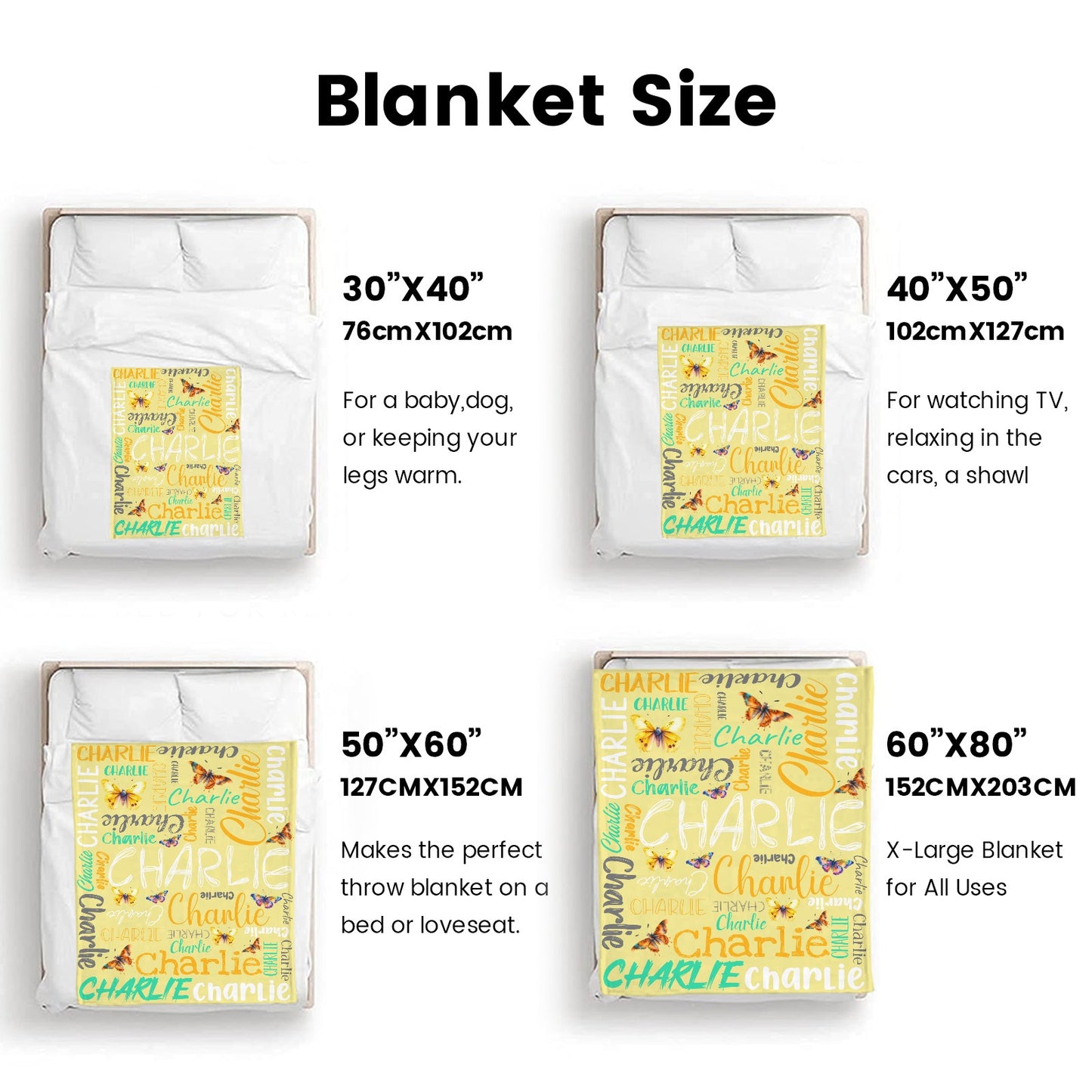 Yellow Flannel Blanket Custom Name Blanket Gift for Men Women