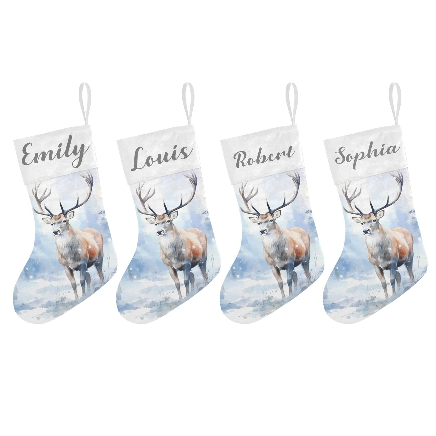 Snowy Deer Christmas Stocking Custom Name Christmas Socks Gift