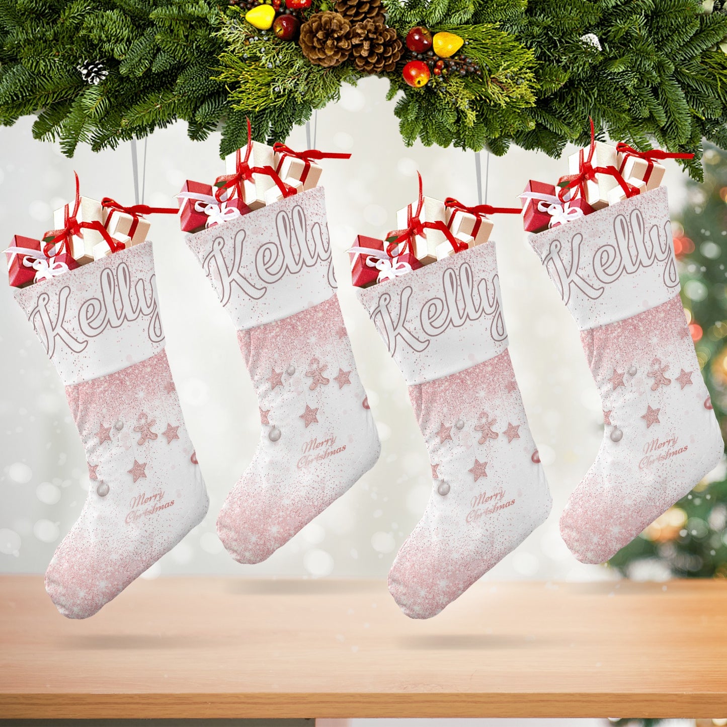 Cookie Christmas Stocking Custom Name Santa Socks Gift