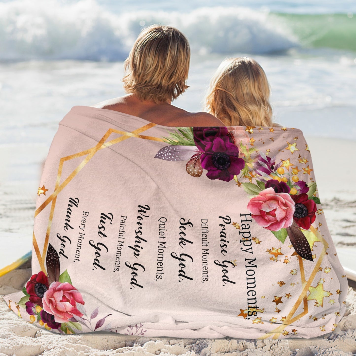 Happy Moments Flannel Blanket Custom Name Blanket Gift for Men Women