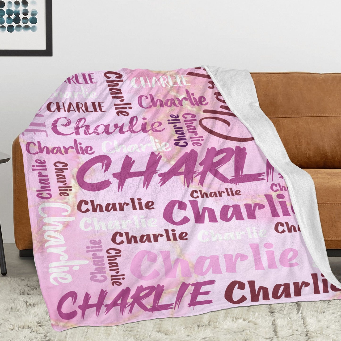 Pink Flannel Blanket Custom Name Blanket Gift for Men Women
