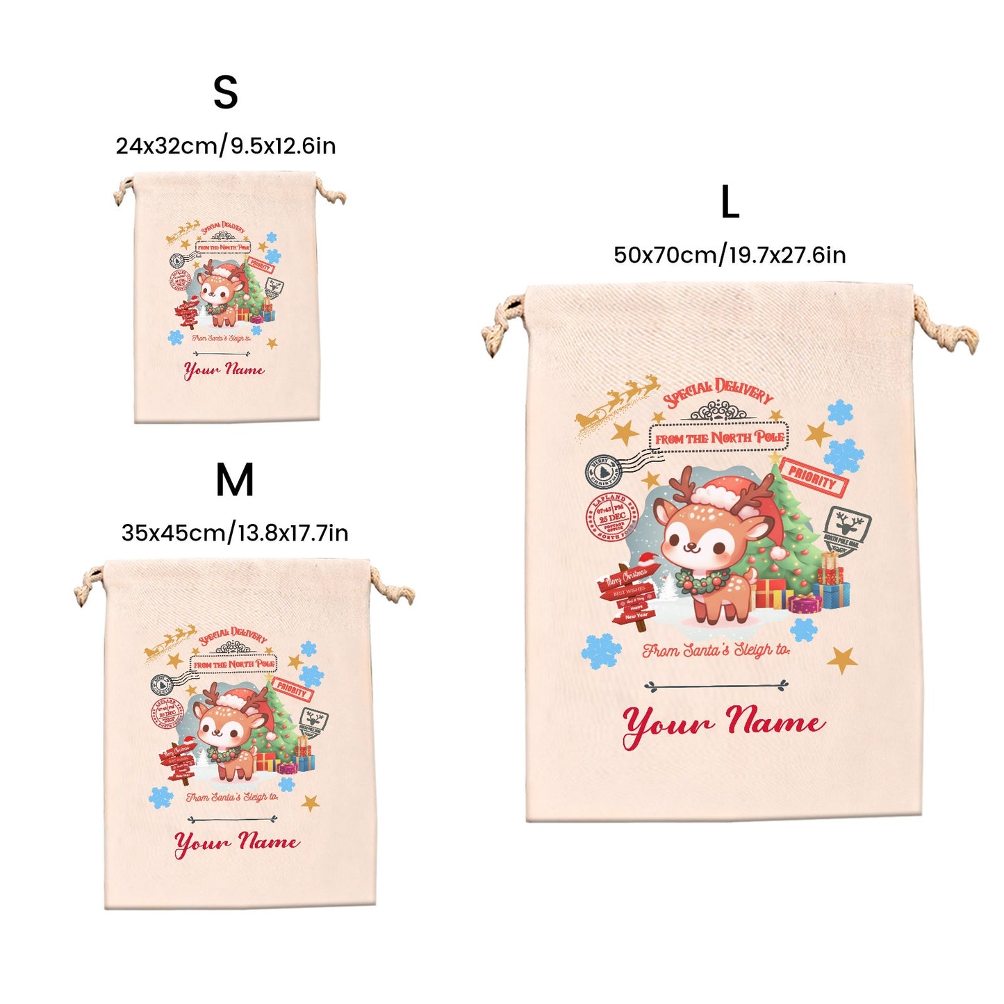 Deer Christmas Gift Bag Custom Santa Gift Bags your Name
