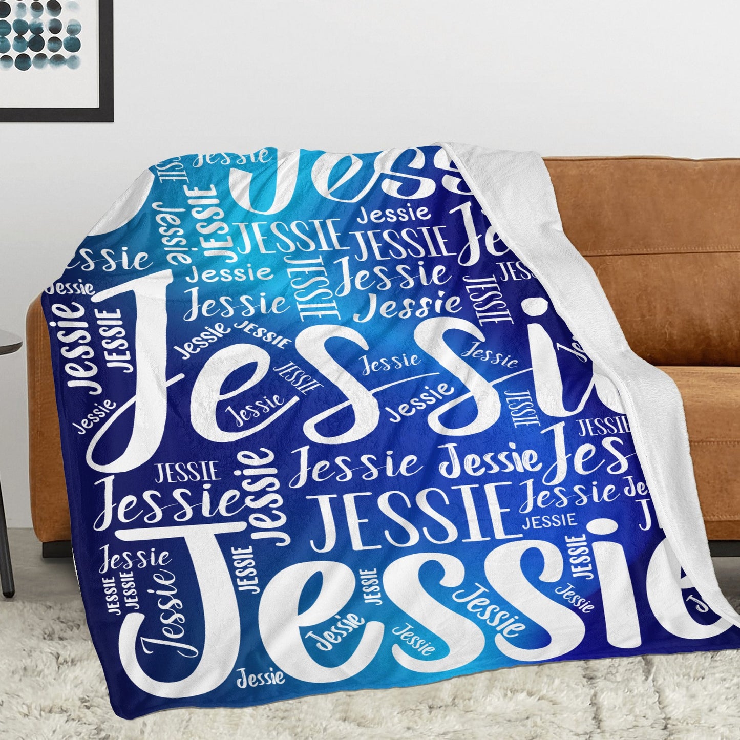 Blue Flannel Blanket Custom Name Blanket Gift for Men Women