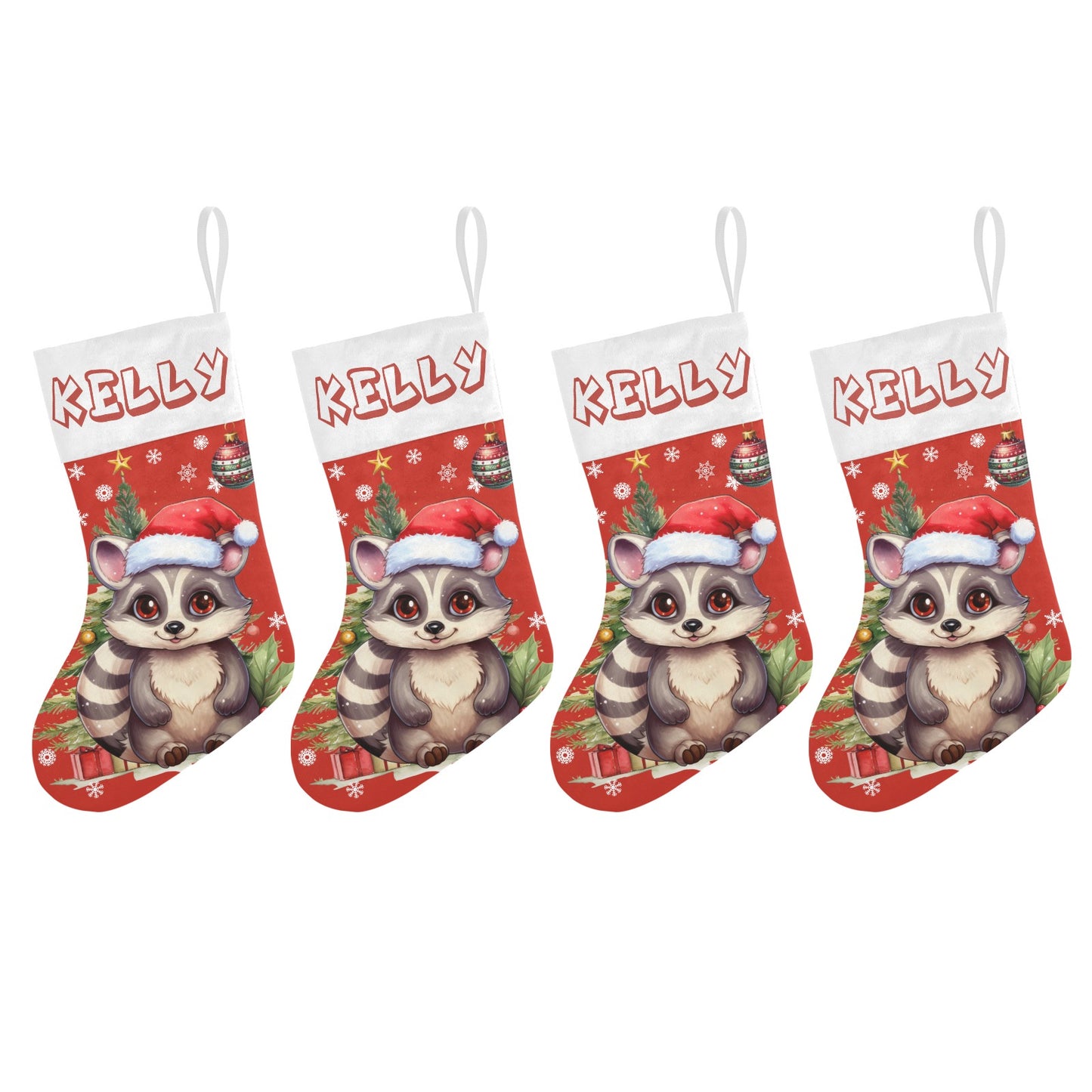 Christmas Raccoon Christmas Stocking Custom Name Santa Socks Gift
