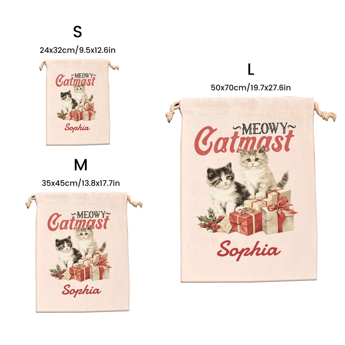 cat Christmas Gift Bag Personalized Christmas Wrapping Gift Bags