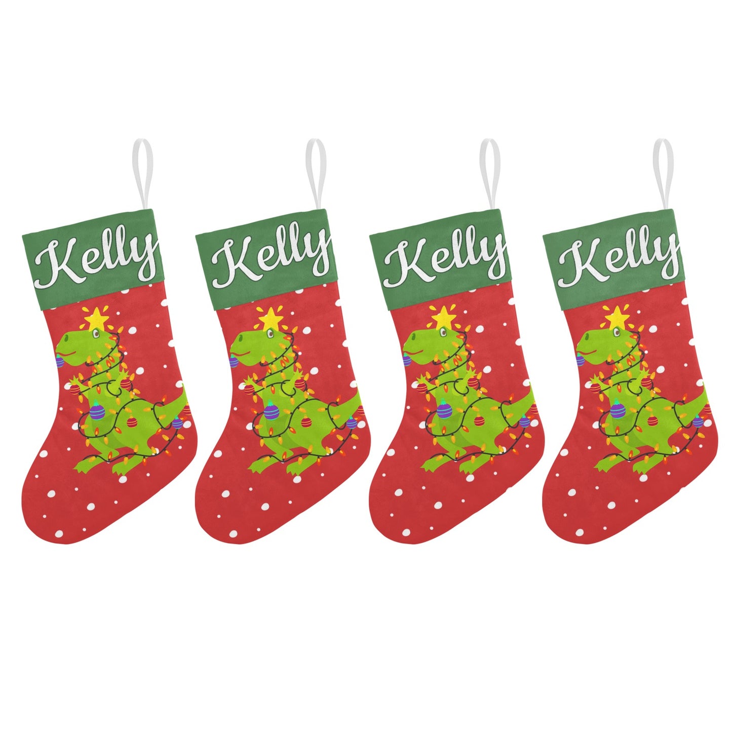 Dinosaur Star Christmas Stocking Custom Name Santa Socks Gift