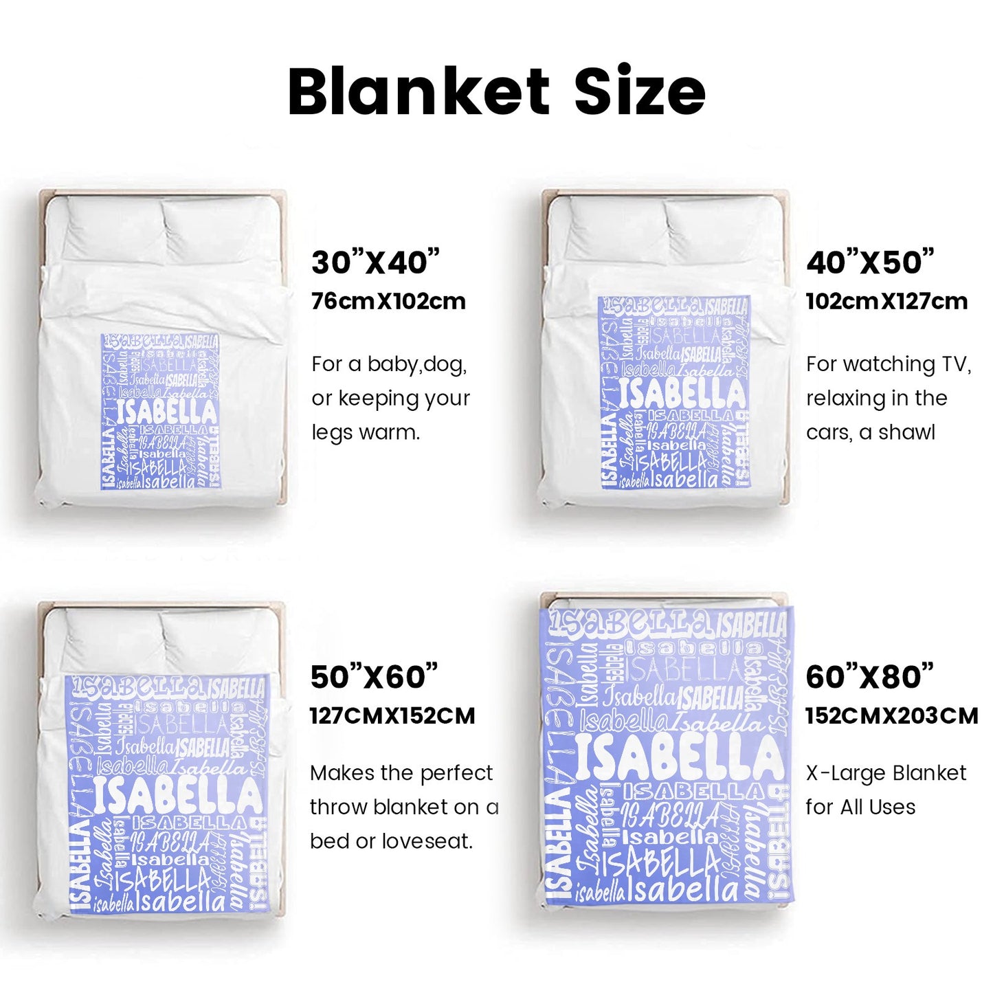 Gradient Purple Flannel Blanket Name Blanket Personalized Blanket for Adult Kids Flannel Customize Throw Blanket Custom