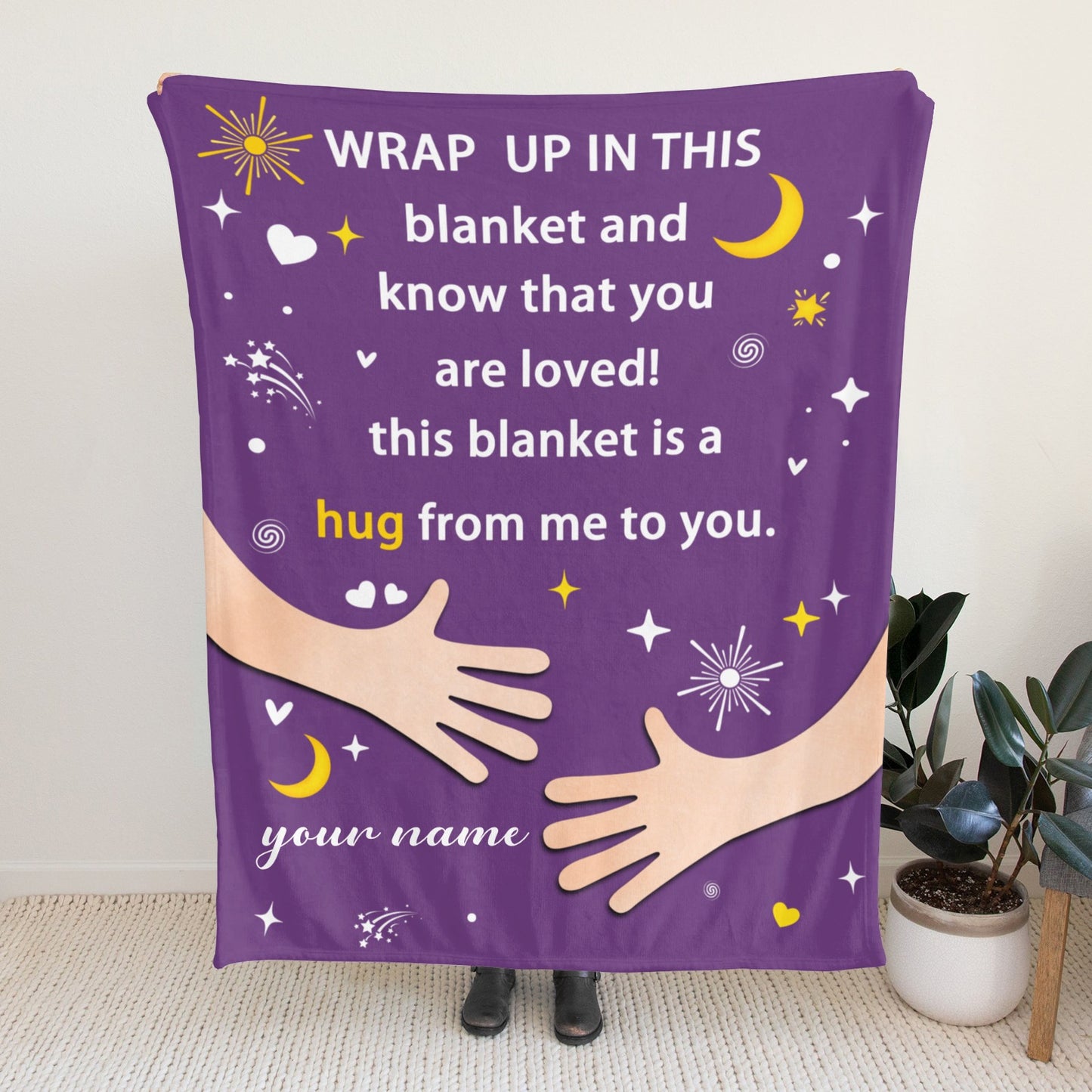 Purple Flannel Blanket Custom Name Blanket Gift for Men Women