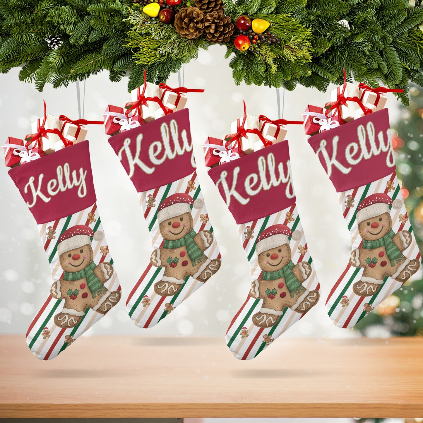 Snow Christmas Stocking Custom Name Santa Socks Gift