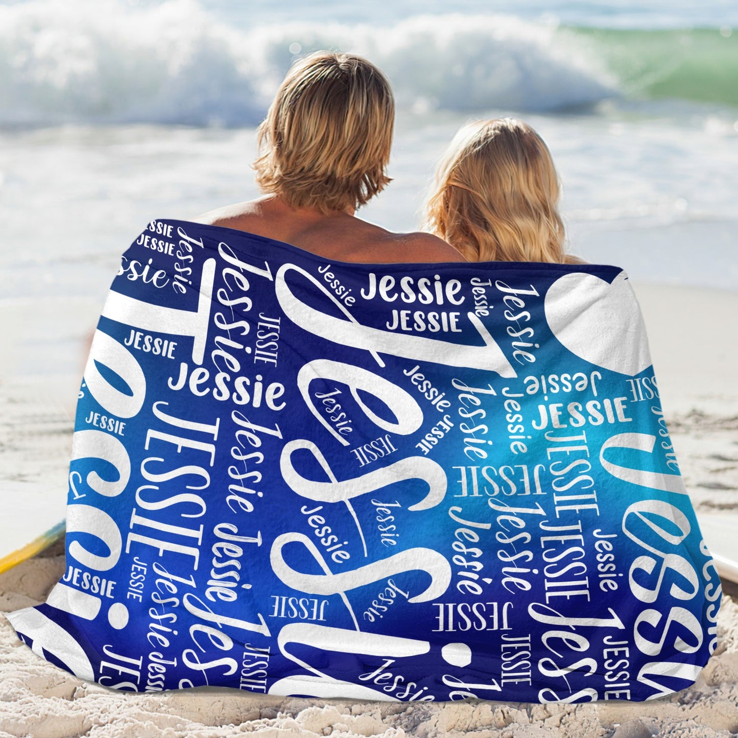 Blue Flannel Blanket Custom Name Blanket Gift for Men Women