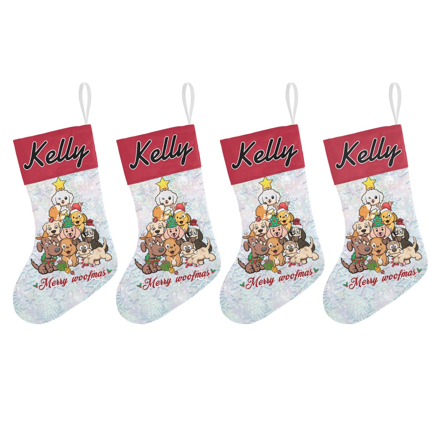 Dogs Christmas Stocking Custom Name Santa Socks Gift