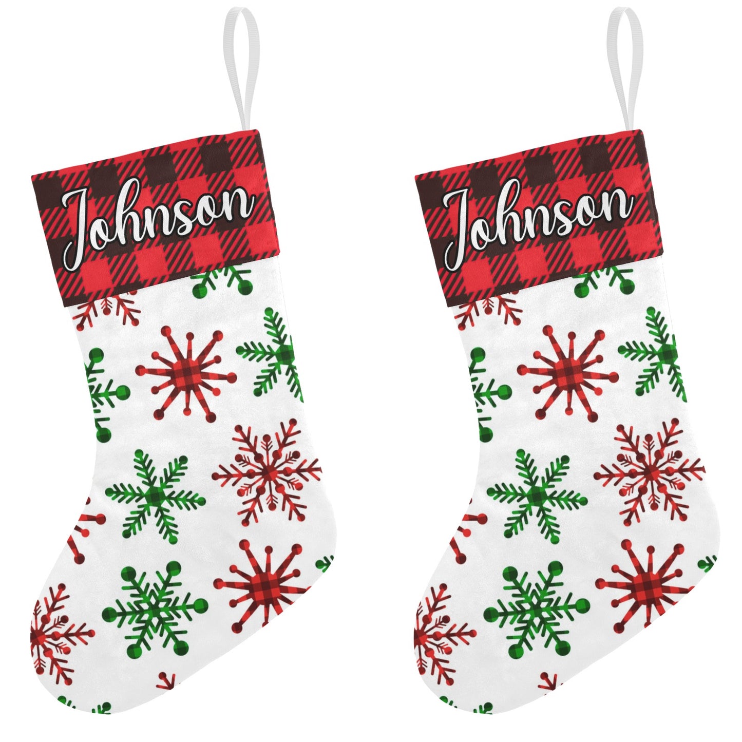 Snowflakes Christmas Stocking Custom Name Christmas Socks Gift