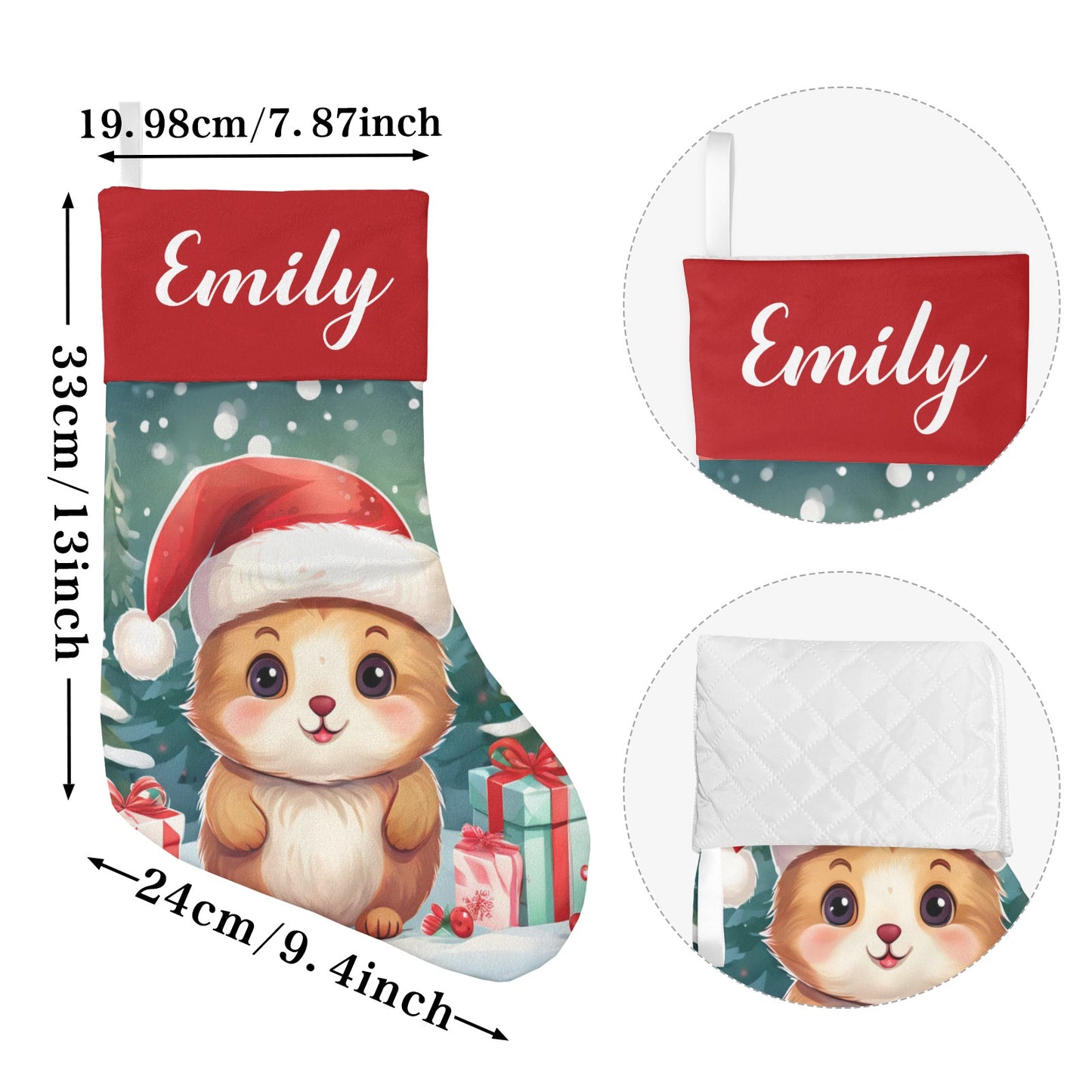 Cute Animals Christmas Stocking Custom Name Christmas Socks Gift