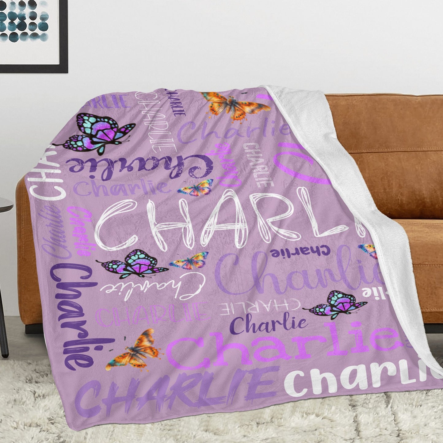 Purple Flannel Blanket Custom Name Blanket Gift for Men Women