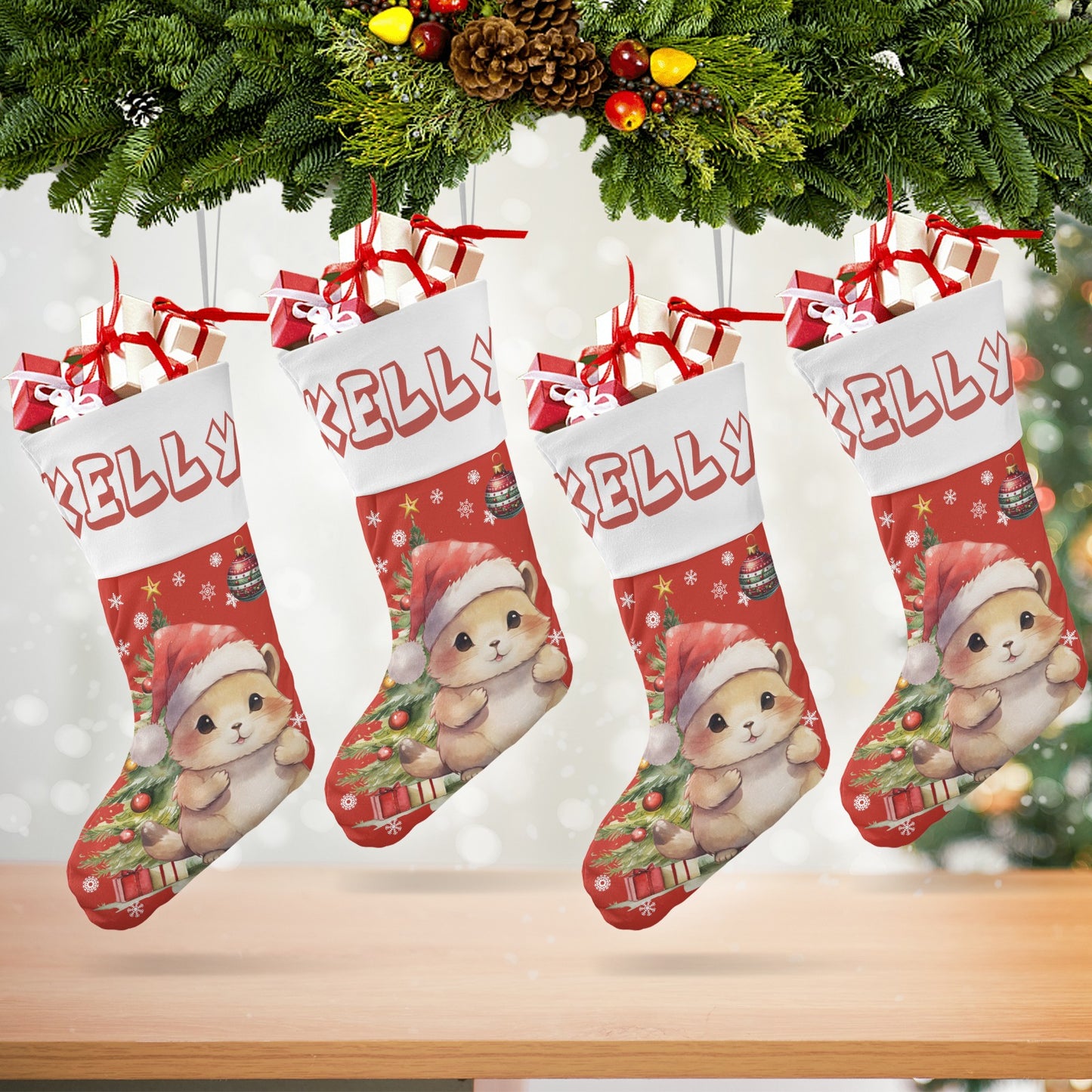 Christmas Small Hamster Christmas Stocking Custom Name Santa Socks Gift