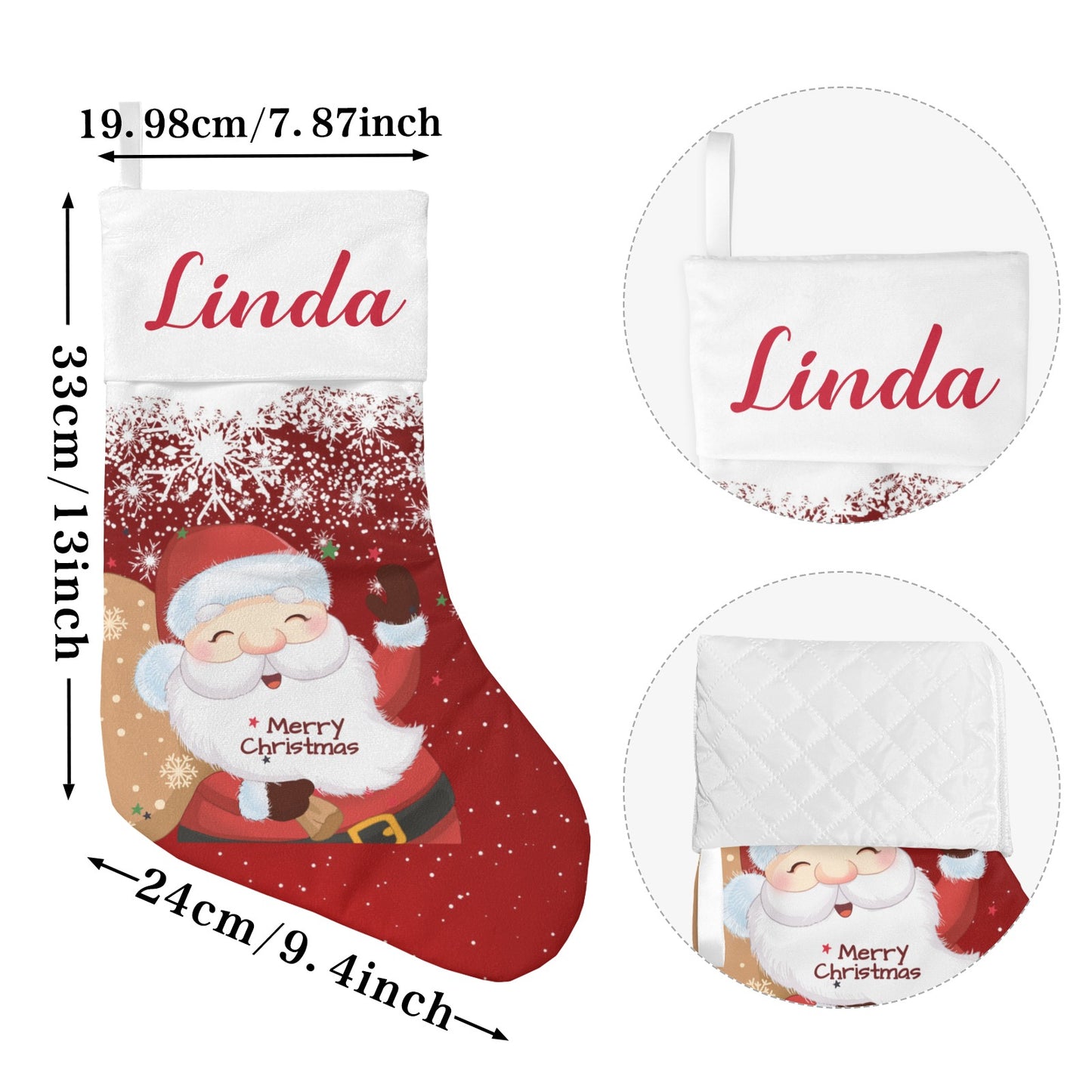 Santa Claus Christmas Stocking Custom Name Christmas Socks Gift