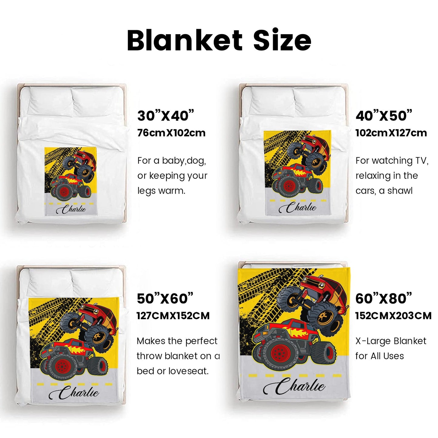 Truck Tractor Red Flannel Blanket Custom Name Blanket Gift for Men Women