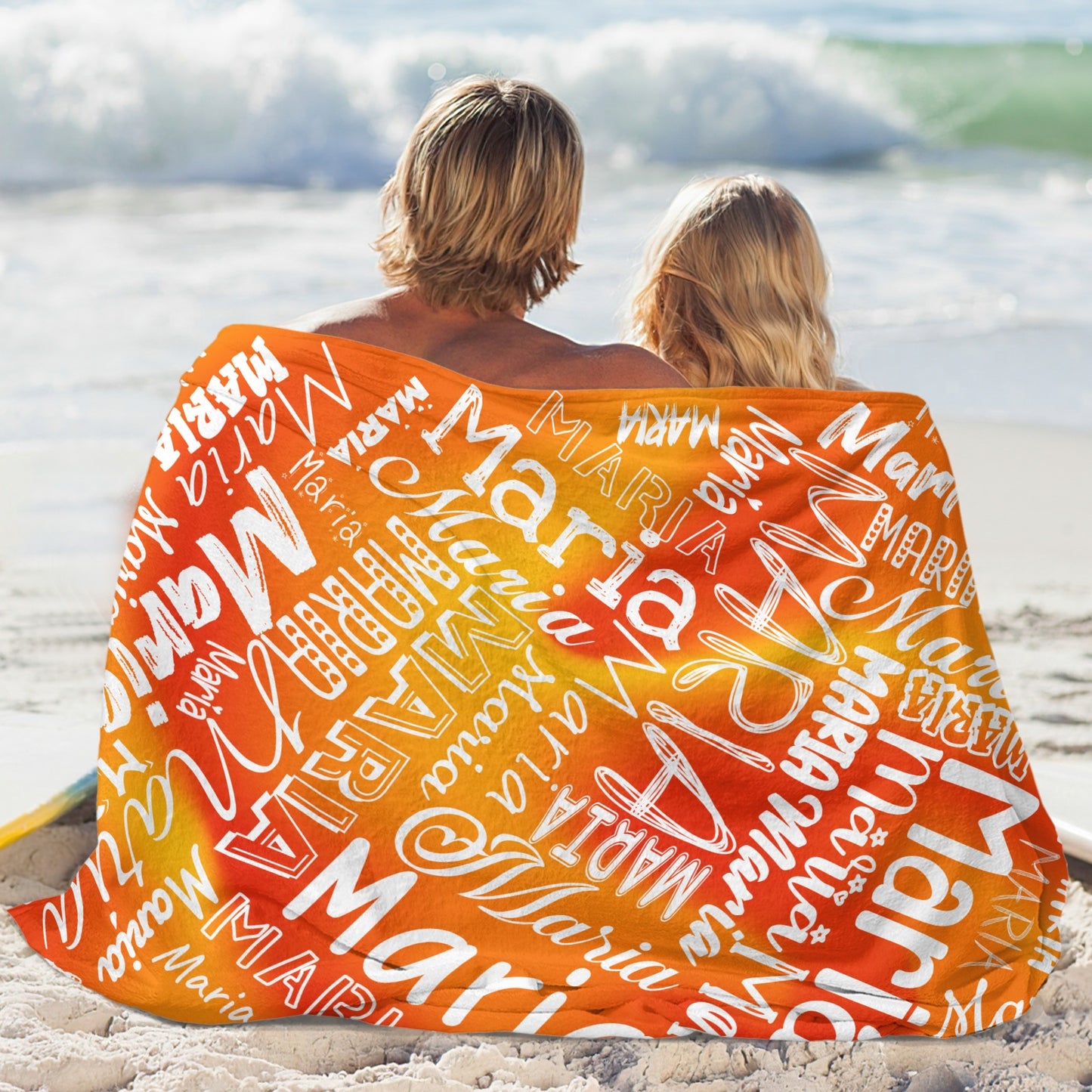 Orange Flannel Blanket Name Blanket Personalized Blanket for Adult Kids Flannel Customize Throw Blanket Custom