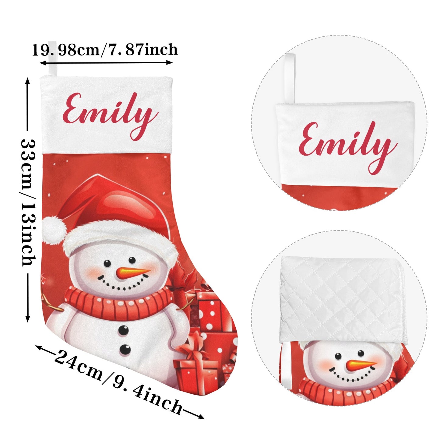 Snowman Red Christmas Stocking Custom Name Christmas Socks Gift