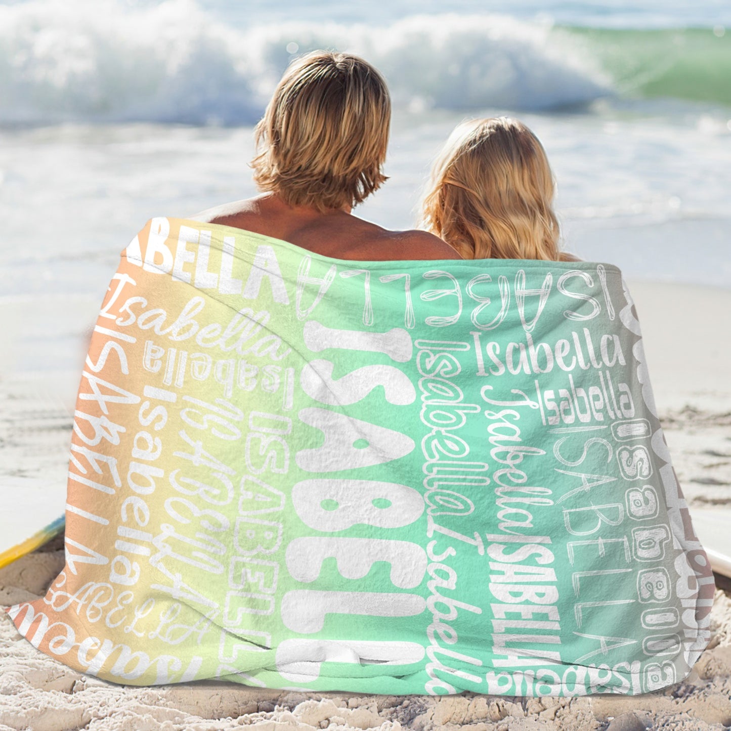 Green Gradient Flannel Blanket Name Blanket Personalized Blanket for Adult Kids Flannel Customize Throw Blanket Custom