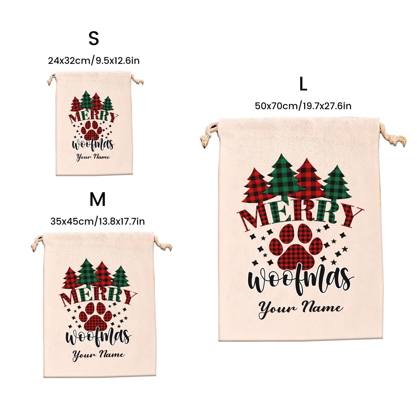 Dog Paw Christmas Gift Bag Custom Santa Gift Bags your Name