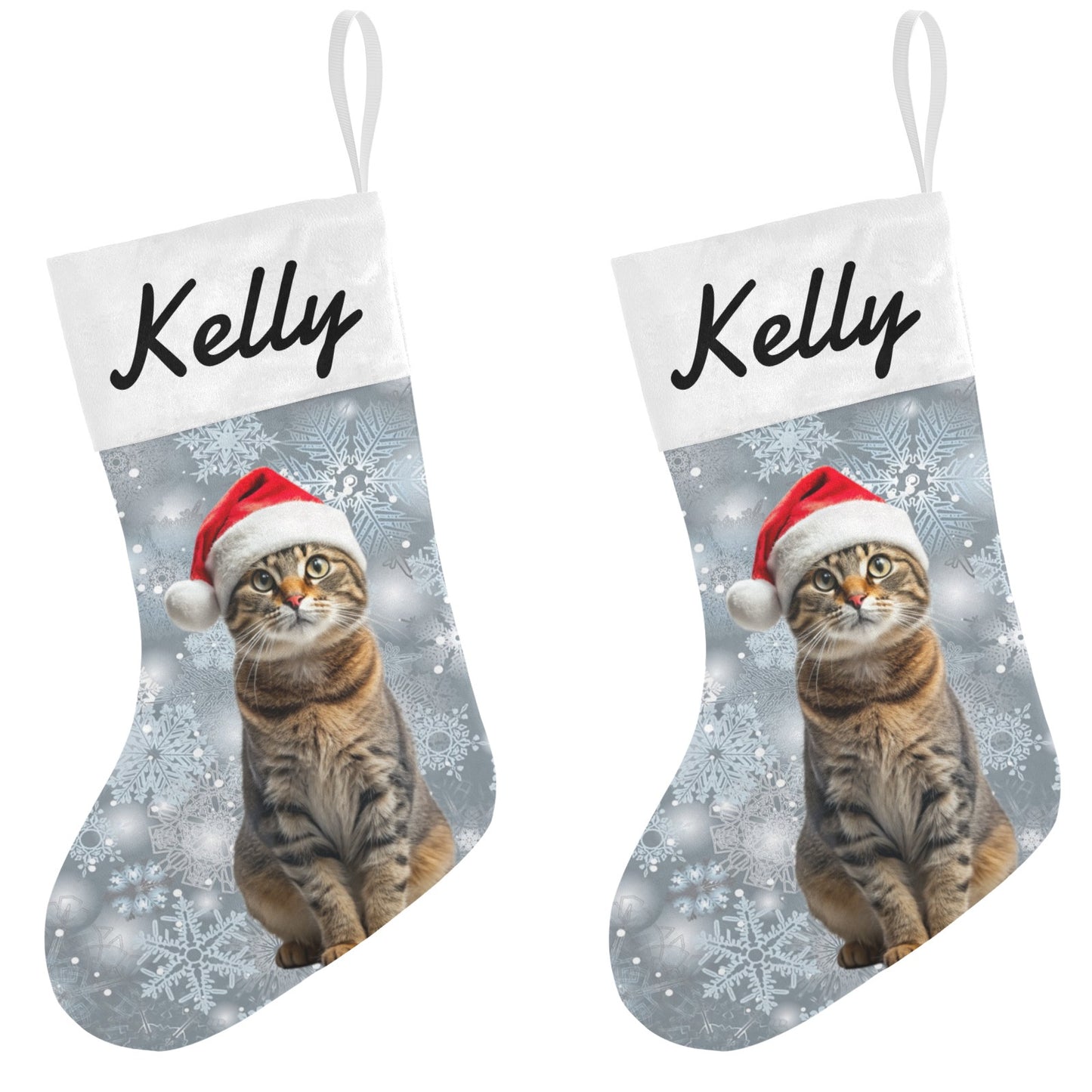 Cat Christmas Stocking Custom Name Santa Socks Gift