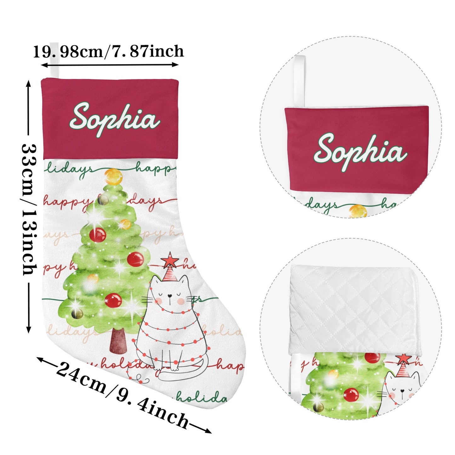 Christmas Cat Christmas Stocking Custom Name Santa Socks Gift