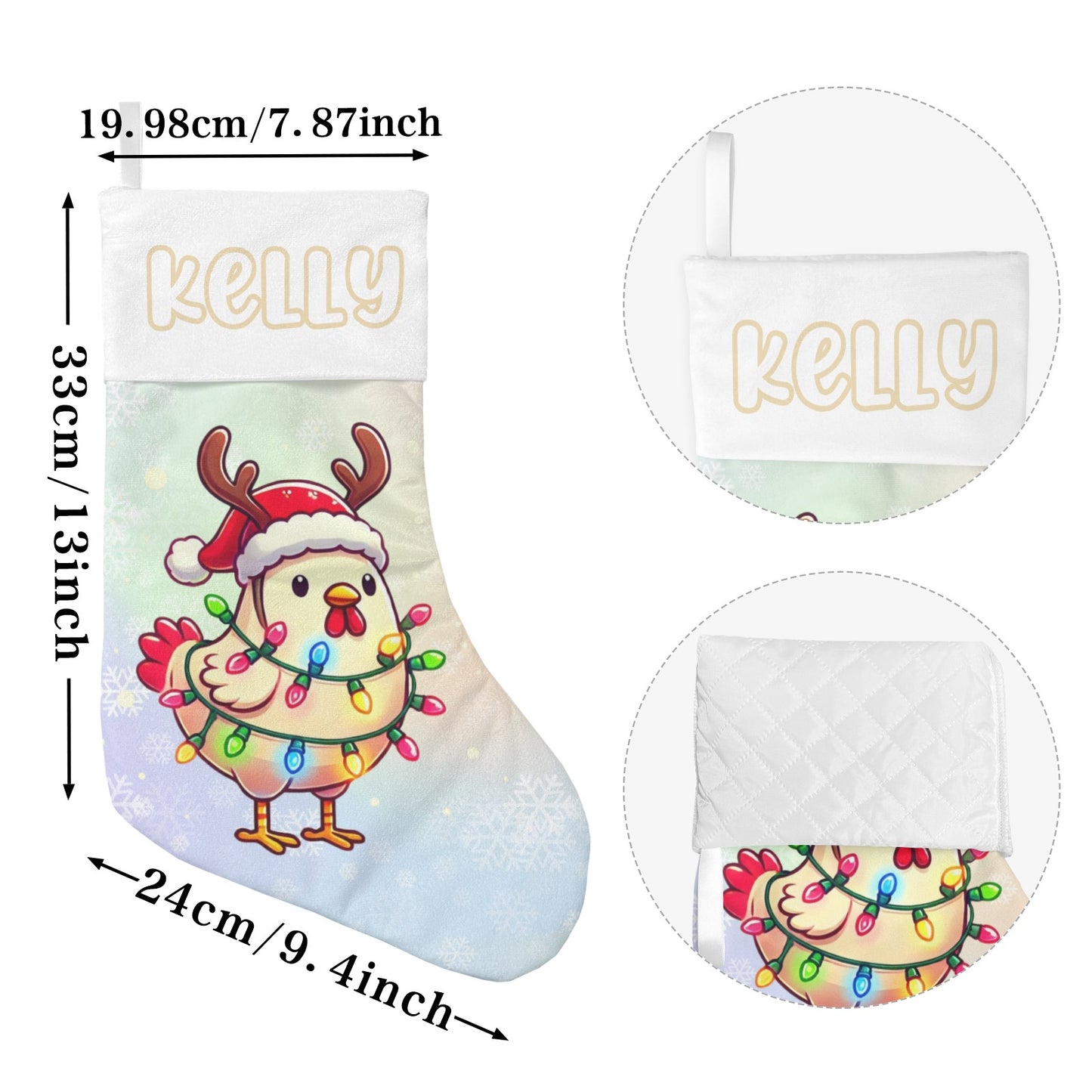 Chicken Christmas Stocking Custom Name Santa Socks Gift