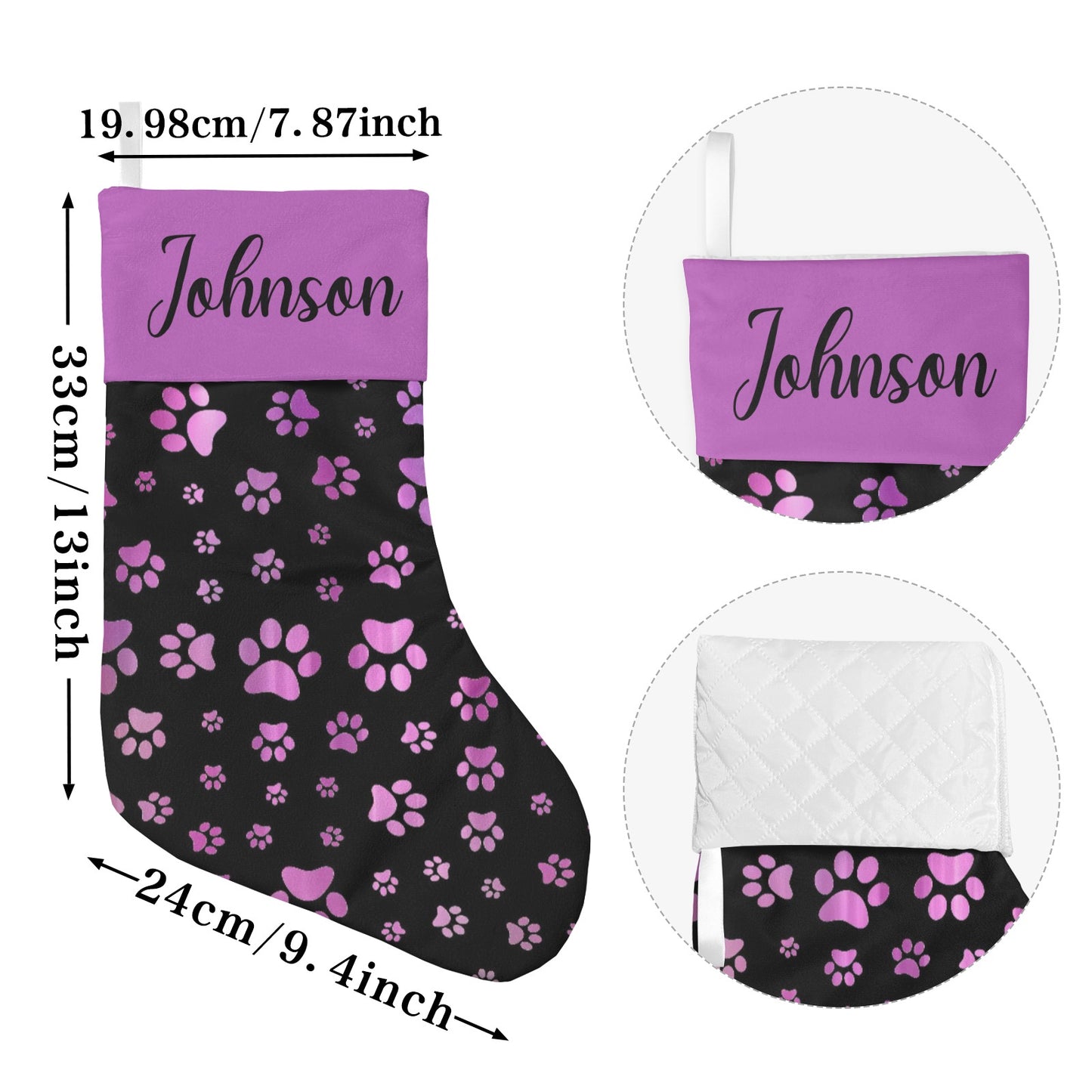 Dog Paw Christmas Stocking Custom Name Christmas Socks Gift