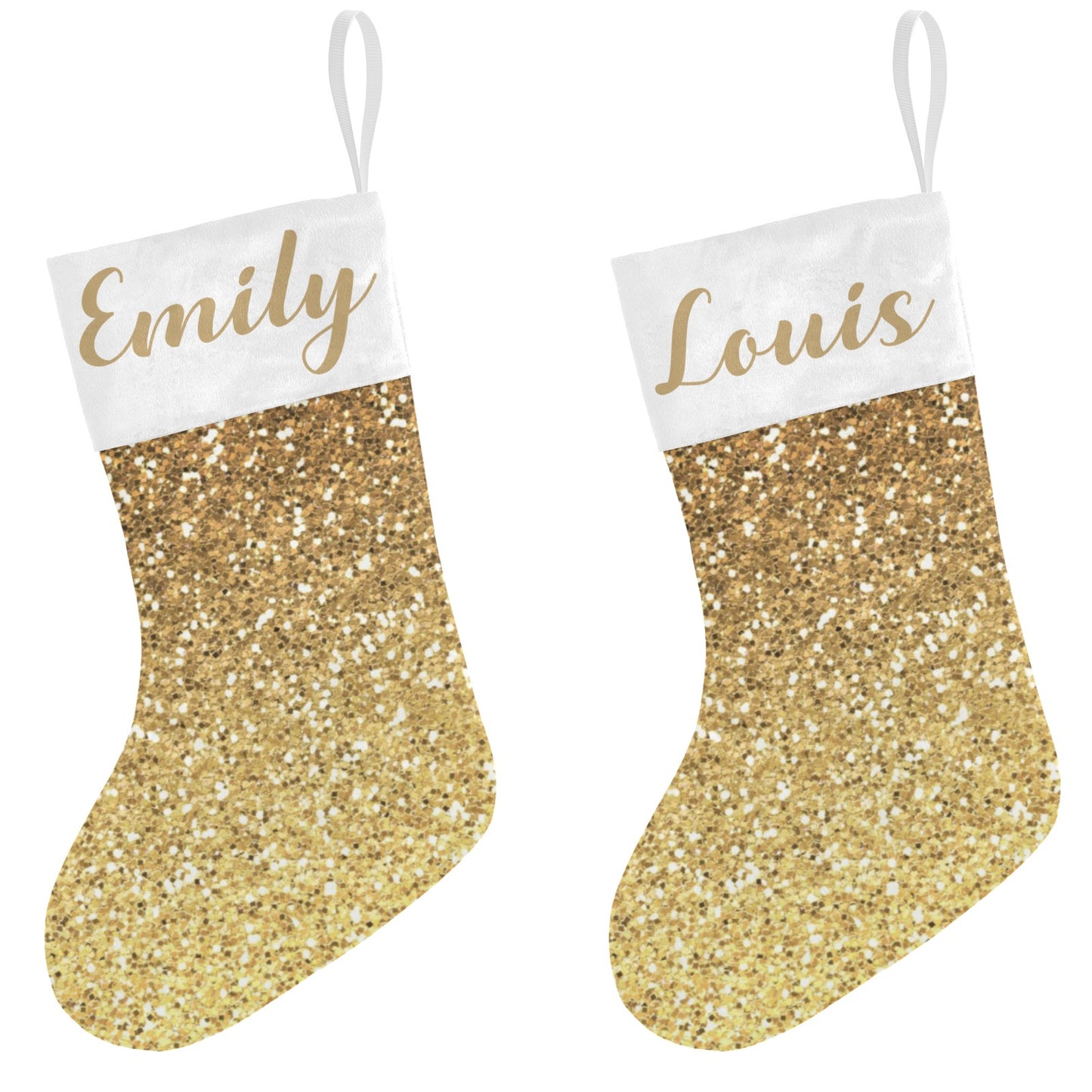 Gold Glitter Christmas Stocking Custom Name Christmas Socks Gift