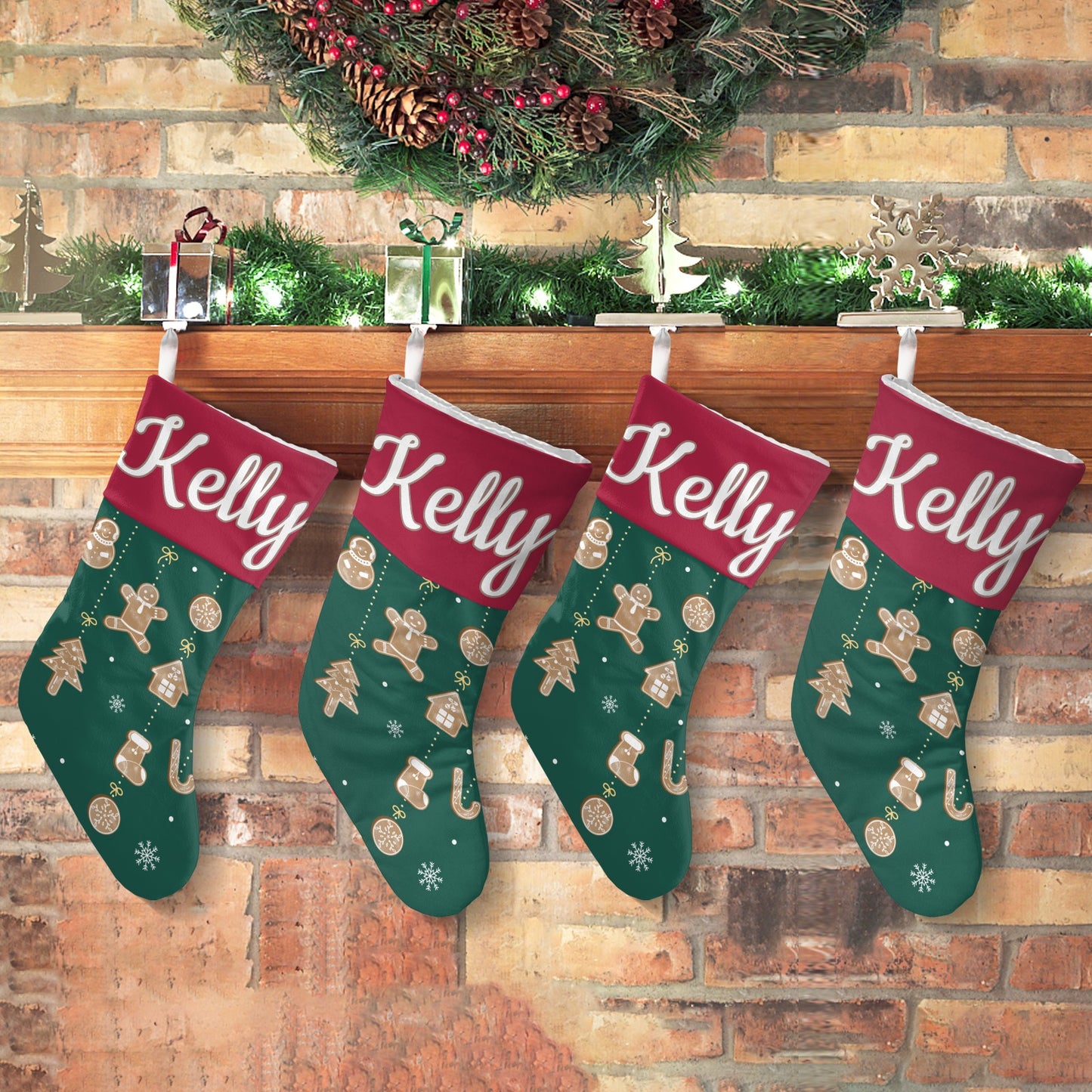 Bow Christmas Stocking Custom Name Santa Socks Gift