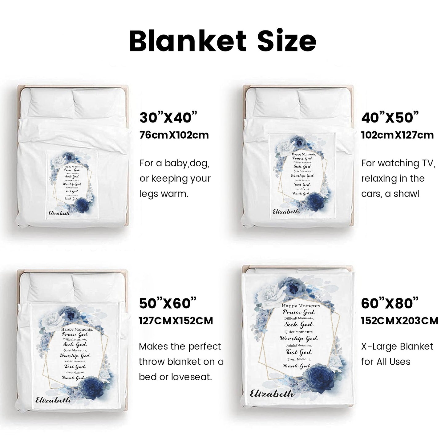 Happy Moments Flannel Blanket Custom Name Blanket Gift for Men Women