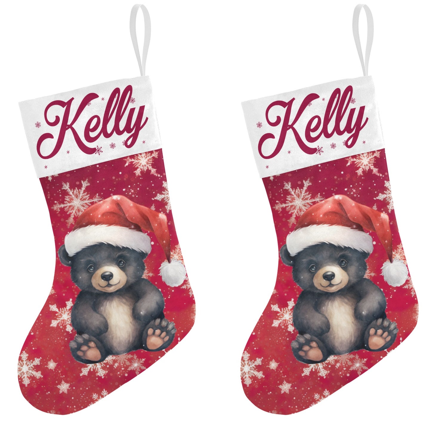 Black Bear Christmas Stocking Custom Name Santa Socks Gift