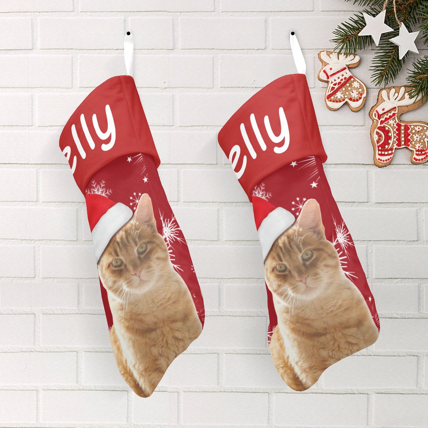 cat-live Christmas Stocking Custom Name Santa Socks Gift