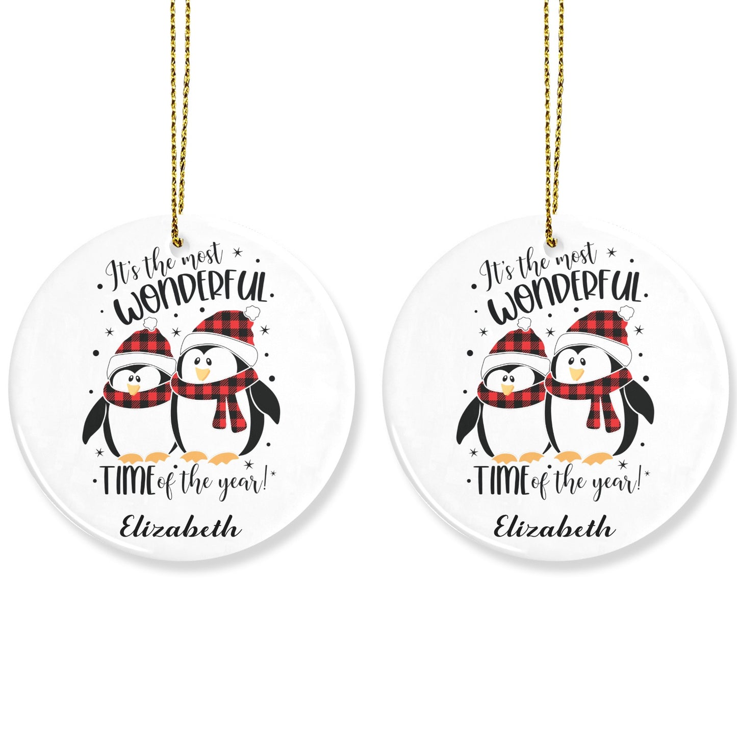 Penguin Christmas Ornaments Custom Name Santa Gift