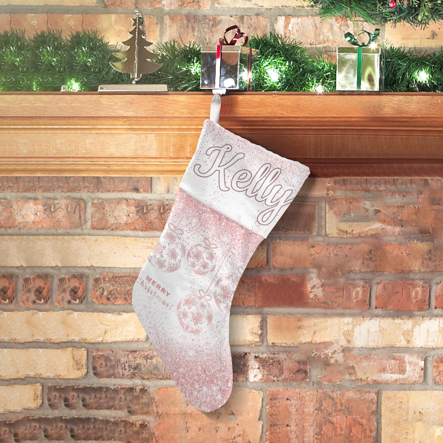 Snow Globe Christmas Stocking Custom Name Santa Socks Gift