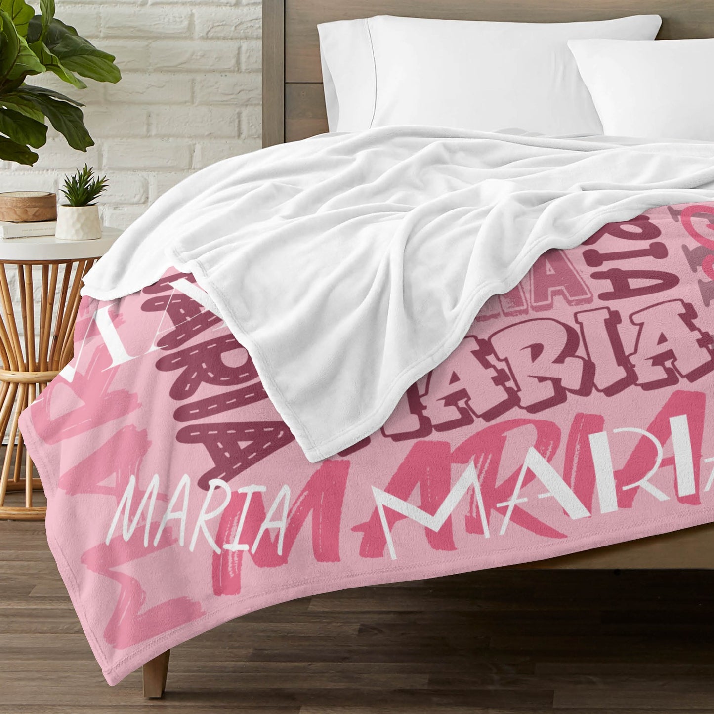 Pink Flannel Blanket Name Blanket Personalized Blanket for Adult Kids Flannel Customize Throw Blanket Custom