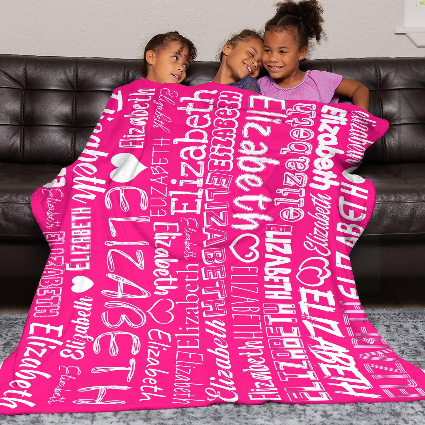 rose Flannel Blanket Name Blanket Personalized Blanket for Adult Kids Flannel Customize Throw Blanket Custom