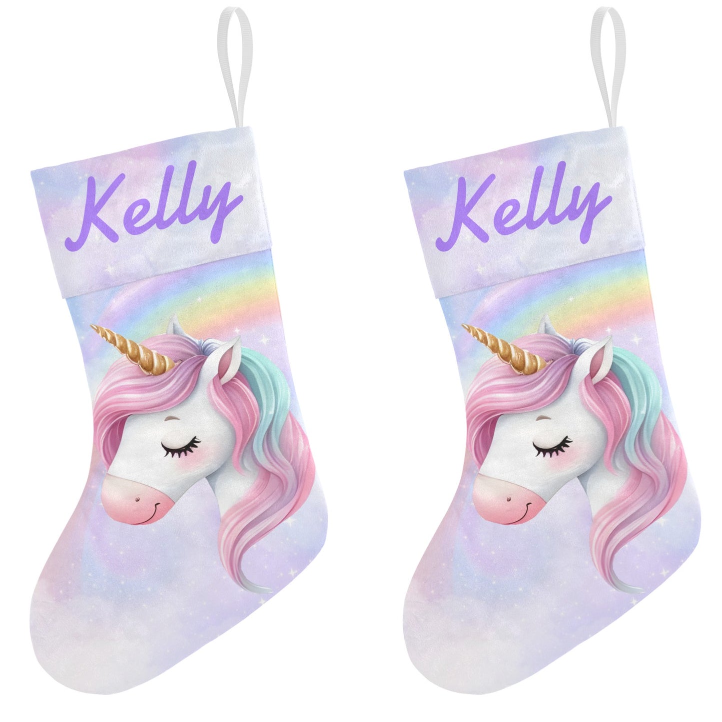Unicorn Christmas Stocking Custom Name Santa Socks Gift