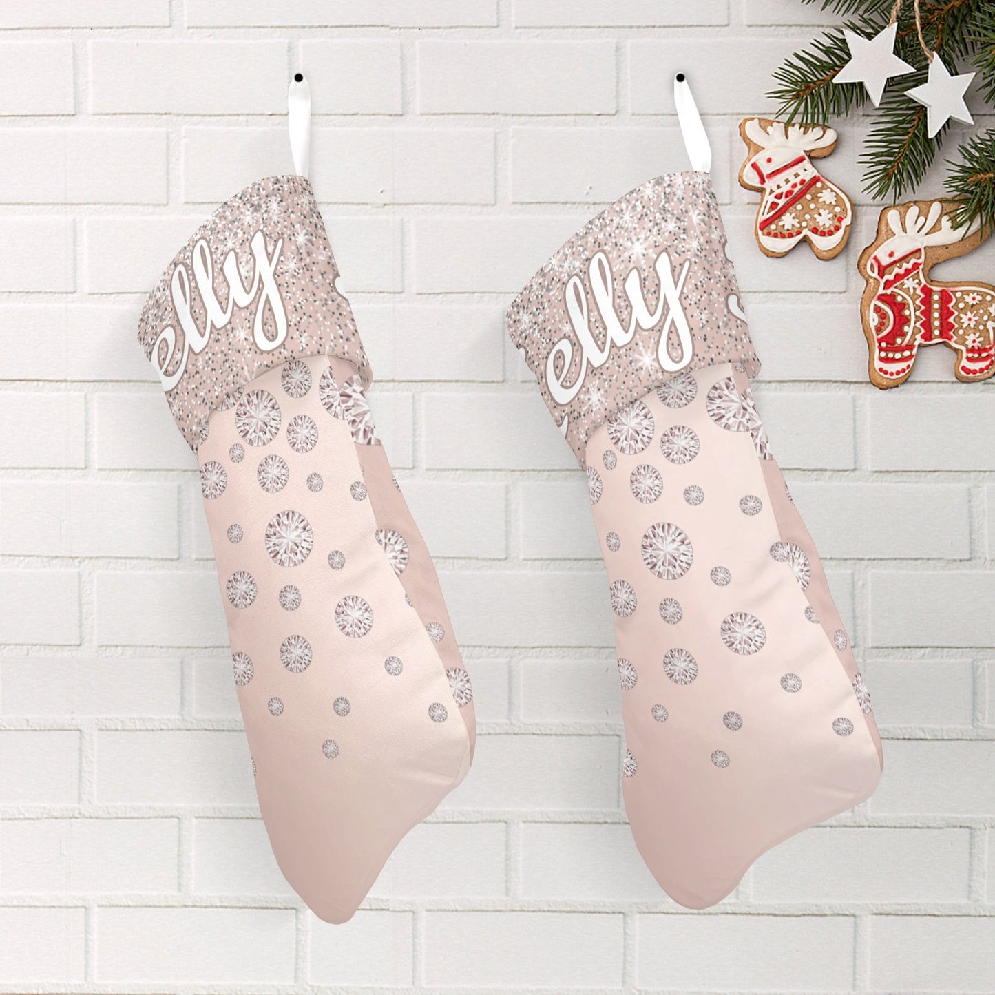 Diamond Christmas Stocking Custom Name Santa Socks Gift