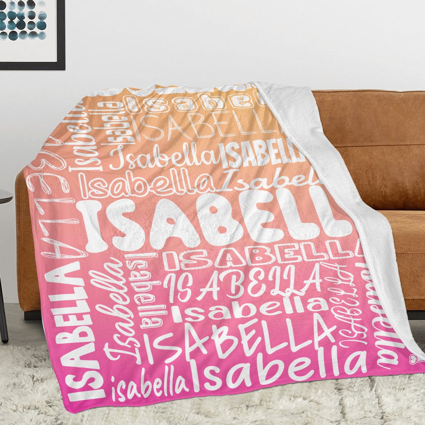 Pink Yellow Gradient Flannel Blanket Name Blanket Personalized Blanket for Adult Kids Flannel Customize Throw Blanket Custom