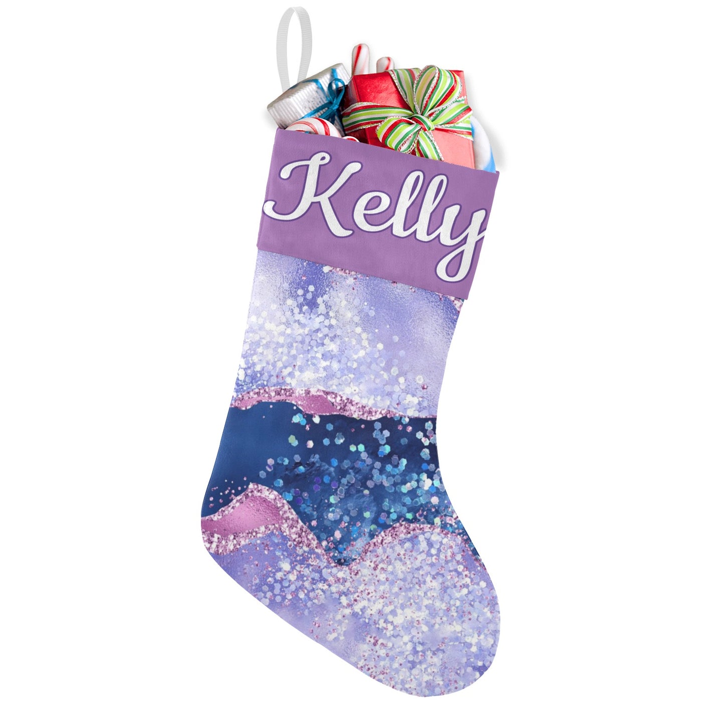 Purple Christmas Stocking Custom Name Santa Socks Gift
