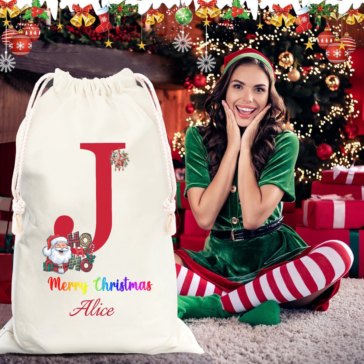 Christmas objects J Christmas Gift Bag 2024 Christmas Best Gift for Children
