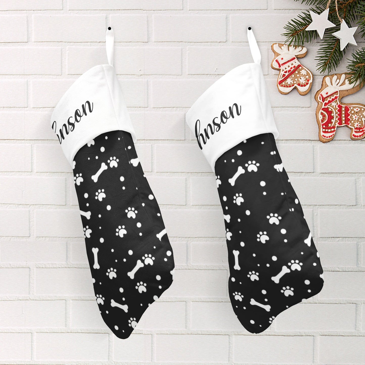 Dog Paw bones Christmas Stocking Custom Name Christmas Socks Gift