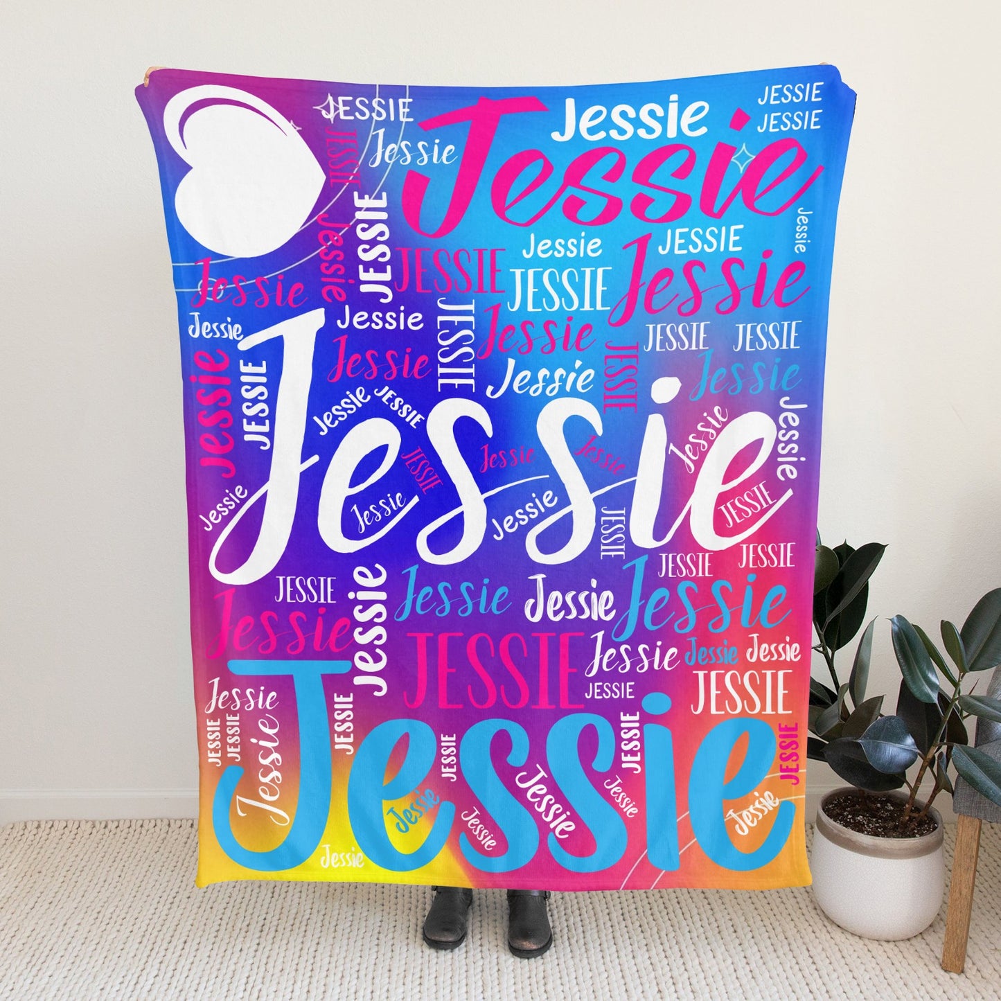 Colorful Flannel Blanket Custom Name Blanket Gift for Men Women